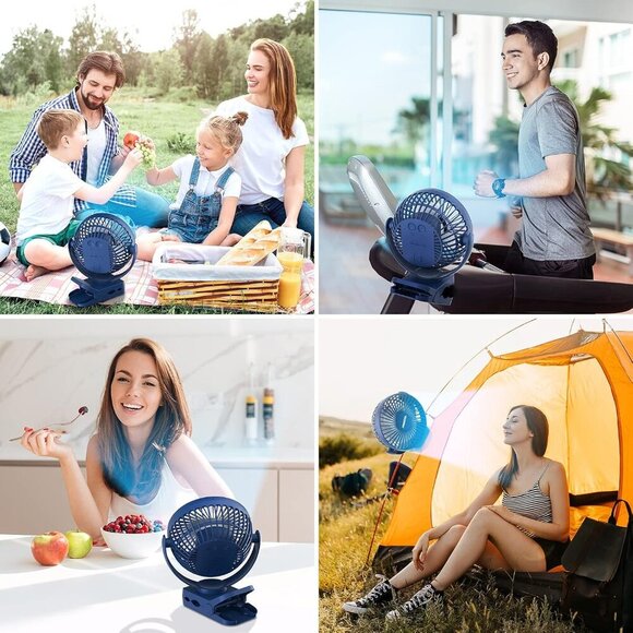 Clip on Fan 65 Hours Portable Desk Fan Rechargeable with LED Lights & Hooks 1200 - Picture 7 of 7